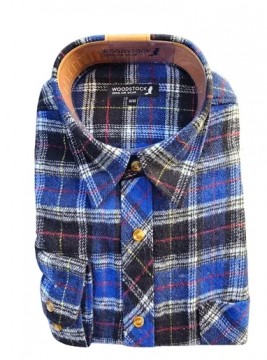 Woodstock rutete flanellskjorte – Rutete Kobolt/Svart/Hvit/Rød